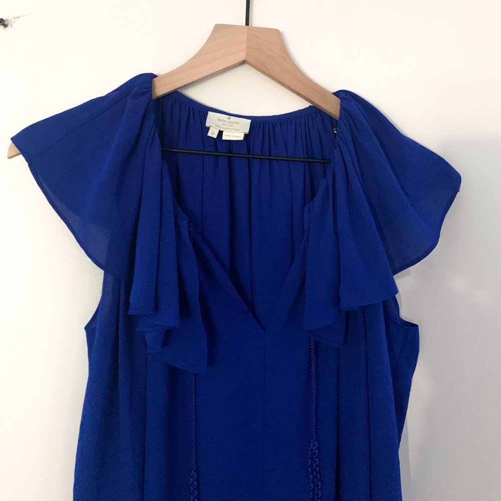 Kate Spade Blue Ruffled Top - Picture 5 of 12